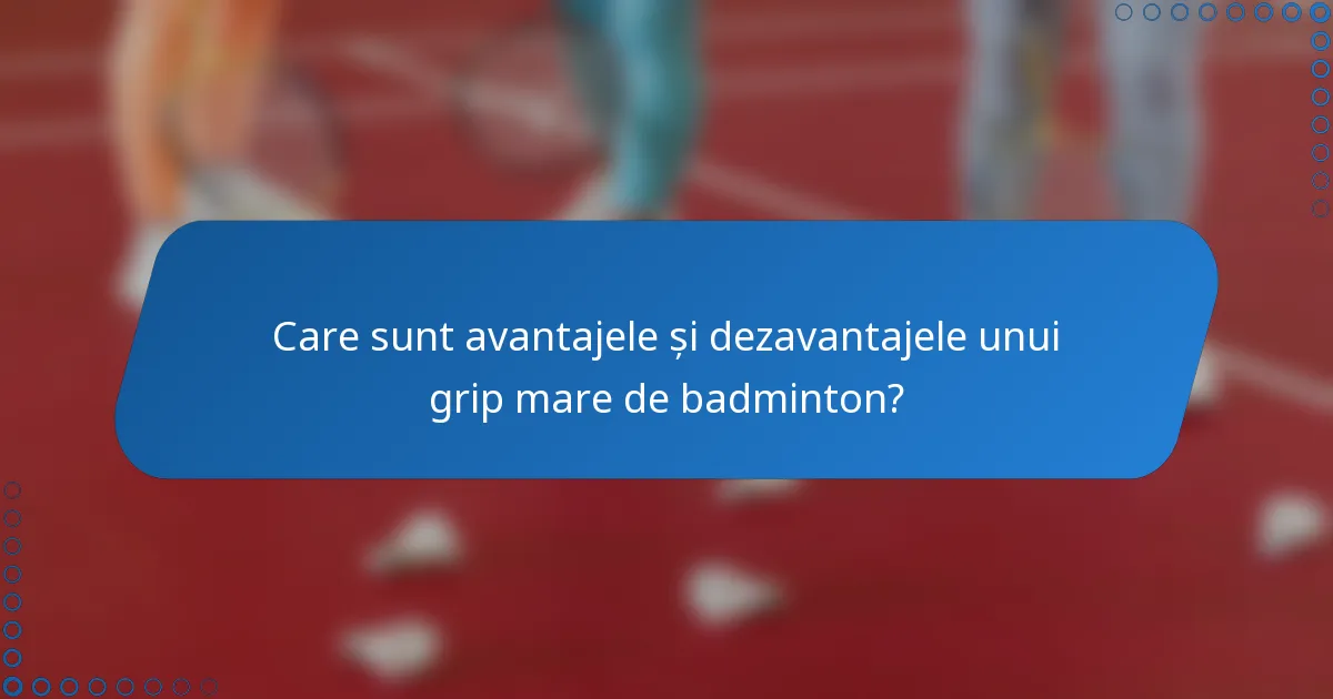 Care sunt avantajele și dezavantajele unui grip mare de badminton?