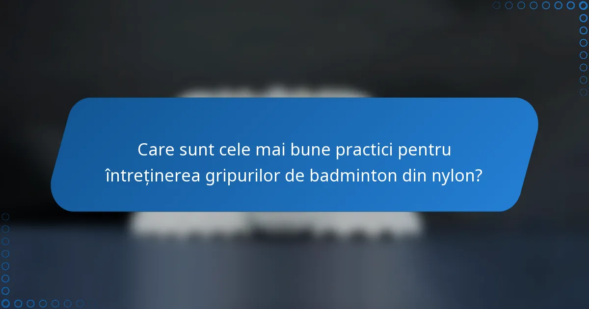 Care sunt cele mai bune practici pentru întreținerea gripurilor de badminton din nylon?