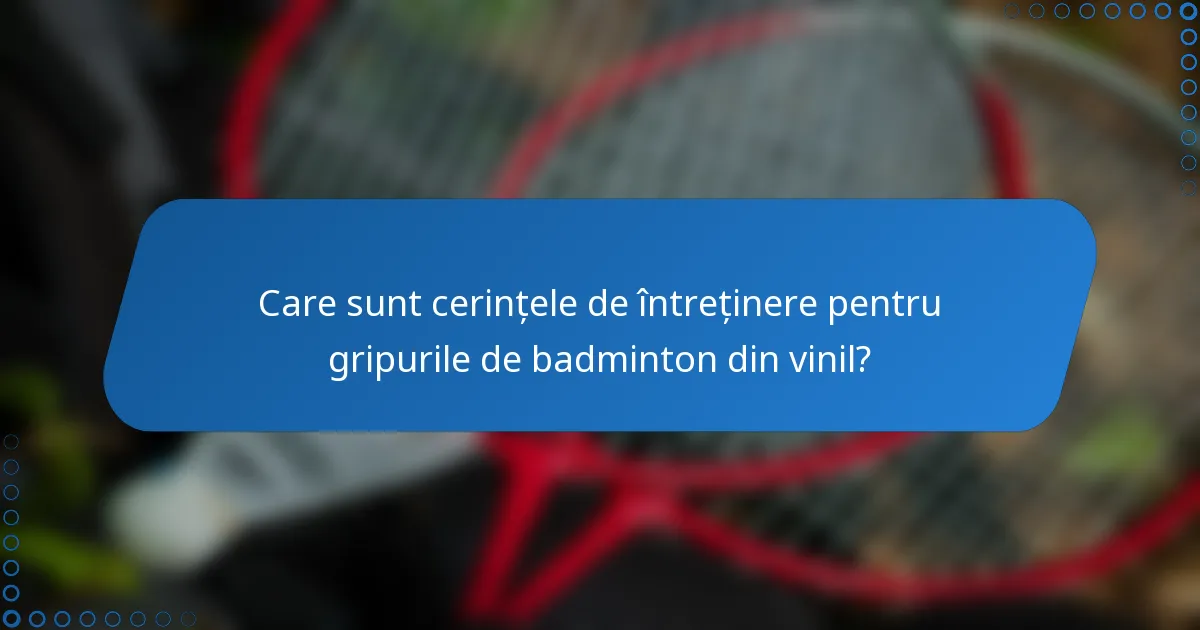 Care sunt cerințele de întreținere pentru gripurile de badminton din vinil?