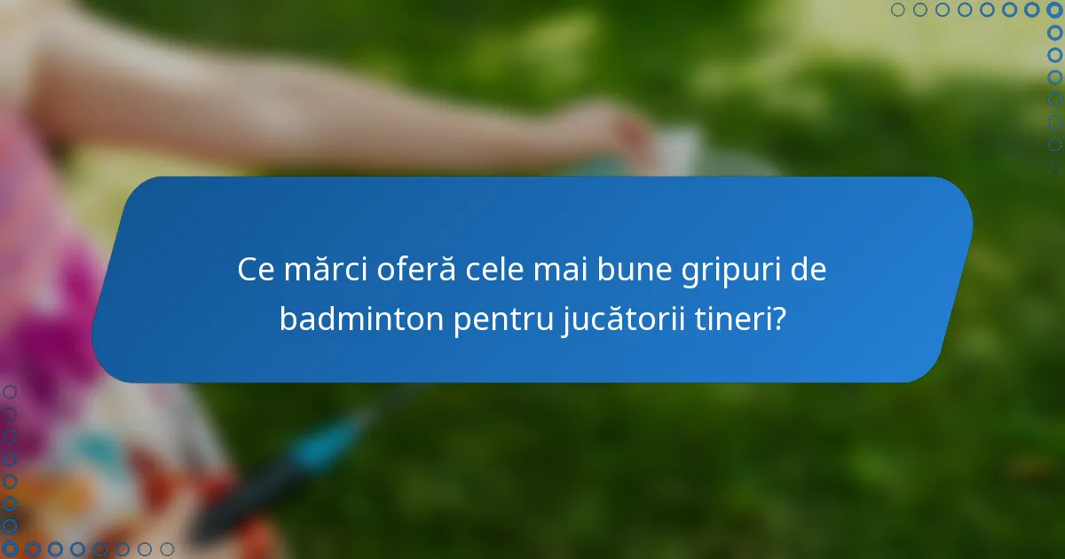 Ce mărci oferă cele mai bune gripuri de badminton pentru jucătorii tineri?