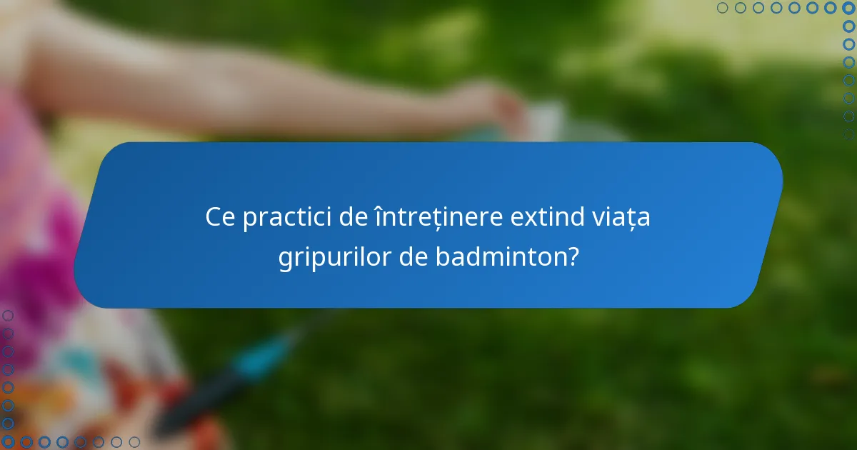 Ce practici de întreținere extind viața gripurilor de badminton?