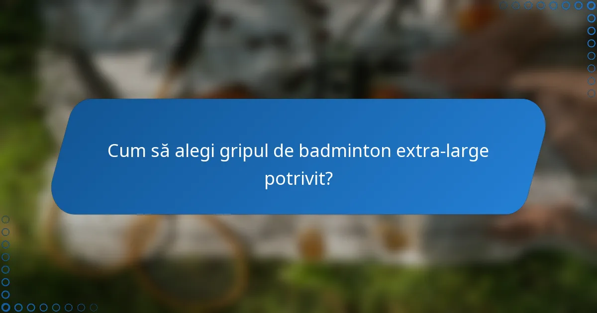 Cum să alegi gripul de badminton extra-large potrivit?