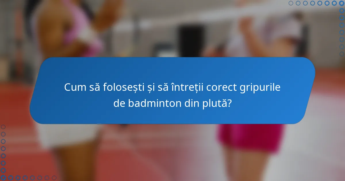Cum să folosești și să întreții corect gripurile de badminton din plută?