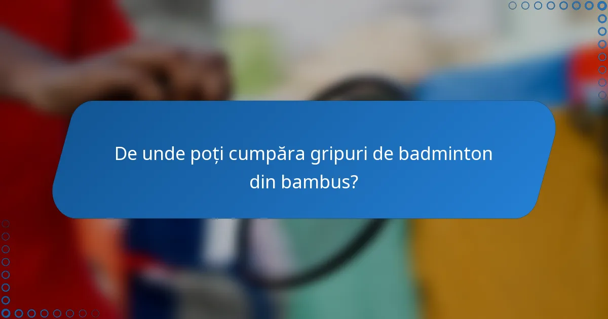 De unde poți cumpăra gripuri de badminton din bambus?